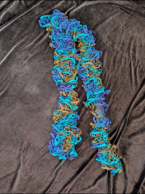 Accessories - Handmade Ruffle Scarf in Blue, Teal and Olive